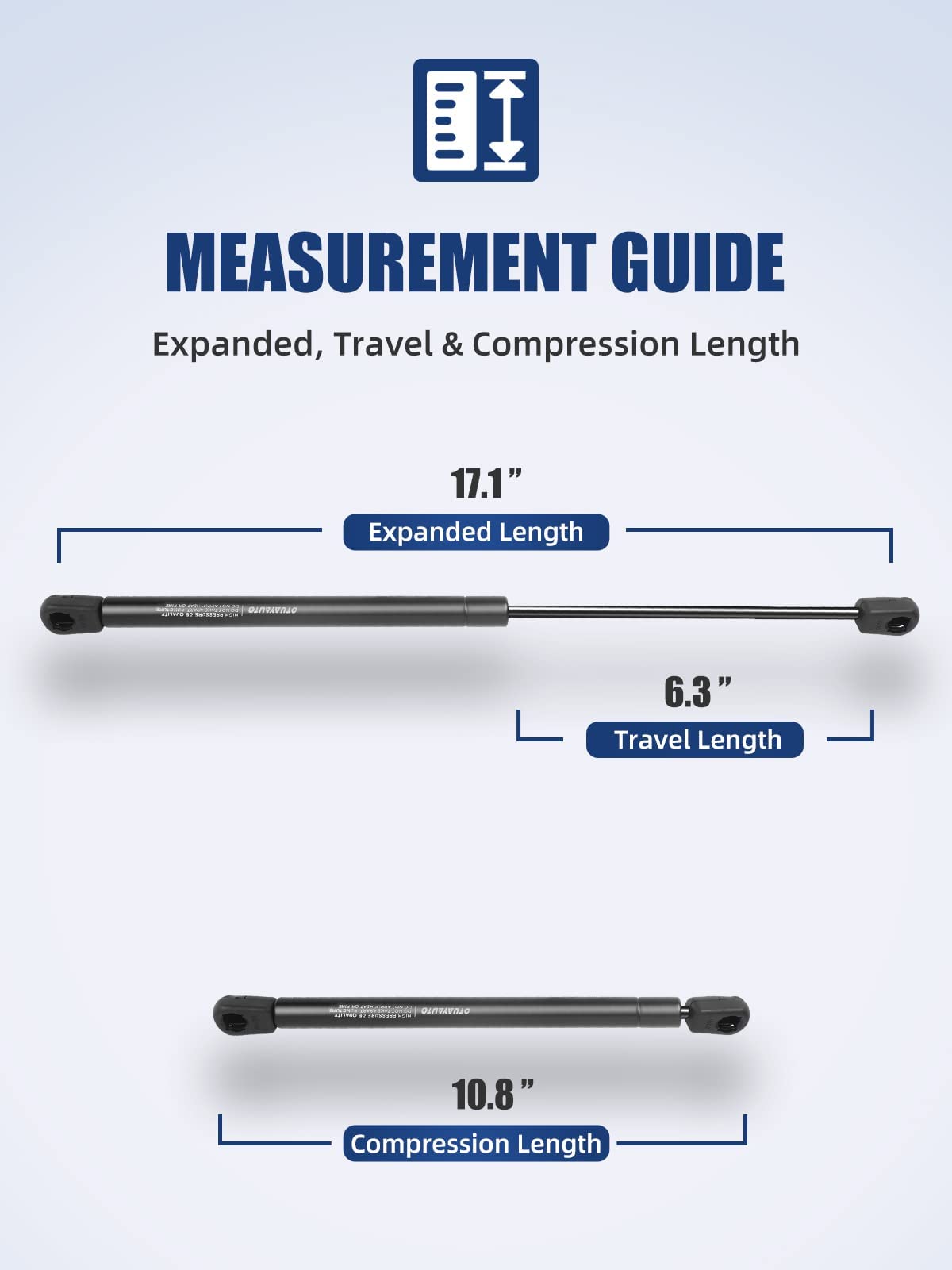 OTUAYAUTO 17 inch Gas Strut - 156N/35Lbs Universal Lift Support - C1602648 Gas Shocks for Tool Box, Truck Cap, Cabinet, RV Door