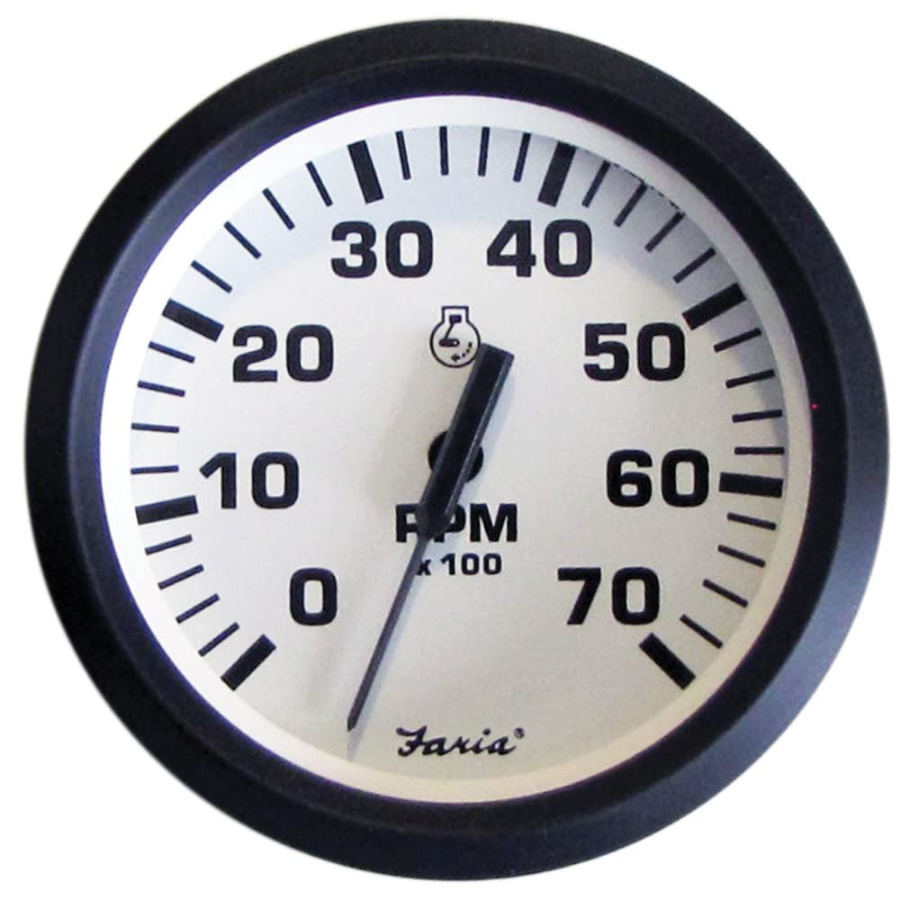 Faria Beede Instruments 32905 Euro Tachometer 7 Gauge All Outboard - White, 4''