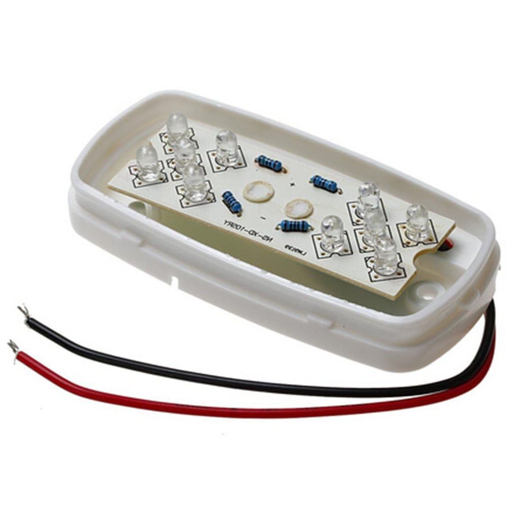 New Sun 5 Pcs Trailer Rv Marker Led Light, Bullseye/Tiger Eye/Double Bubble Clearance Light,10 Red Leds, 12V 4X2 Rectangular Led