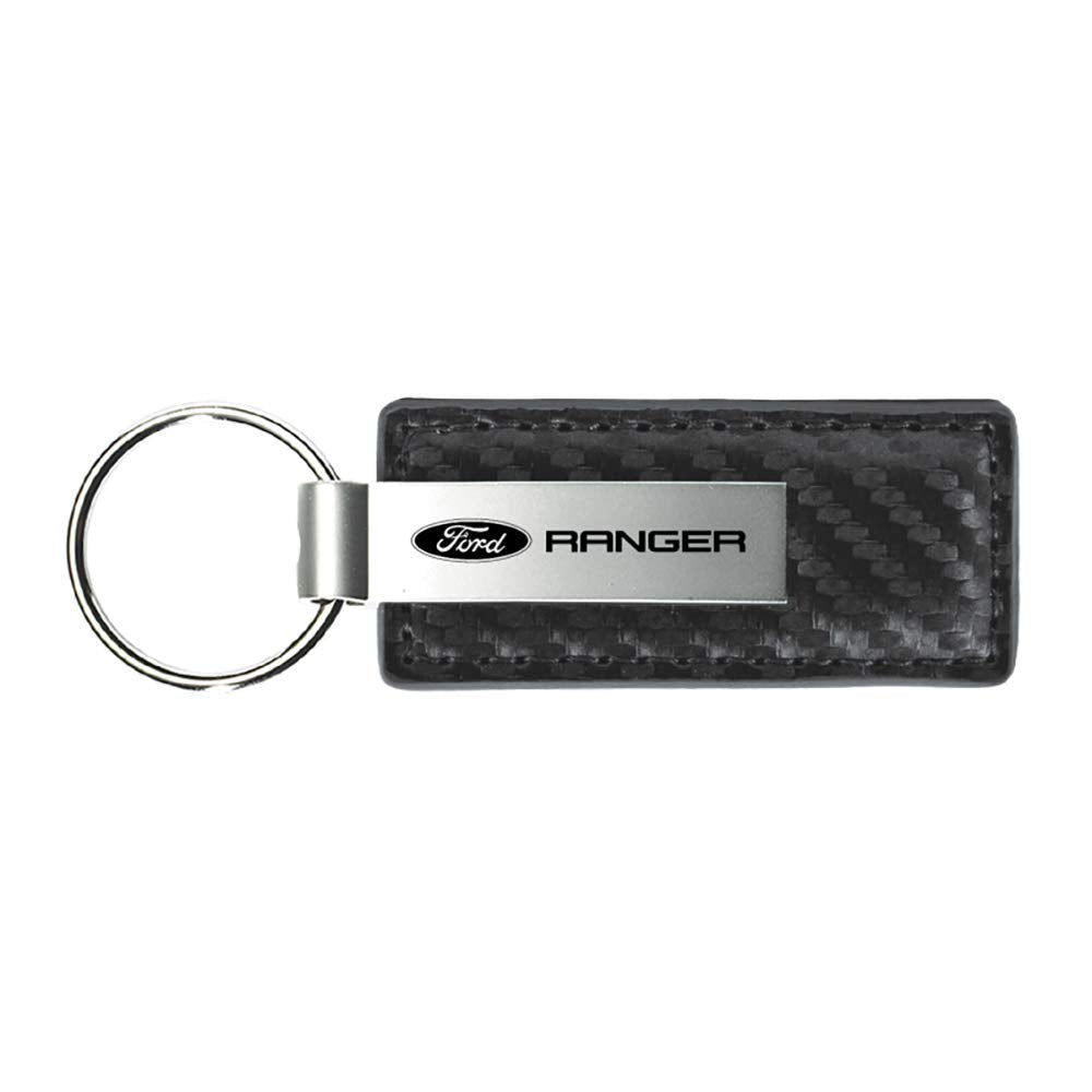 Au-TOMOTIVE GOLD Carbon Fiber Rectangular Leather Key Chain for Ford Ranger (Gunmetal)