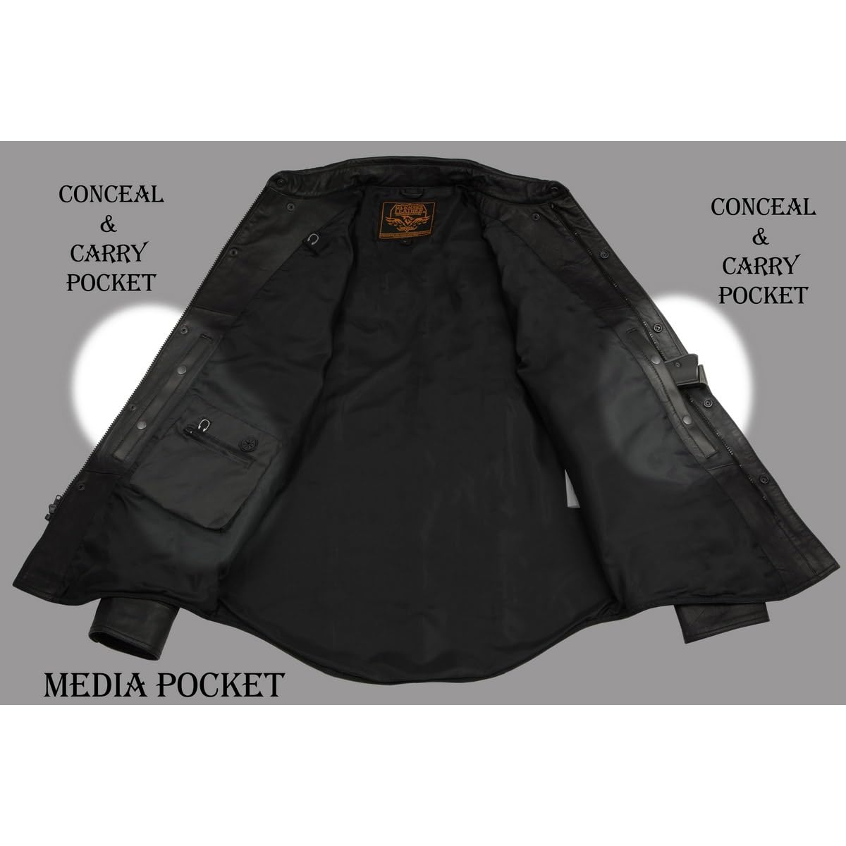 Milwaukee Leather LKM1601 Men's Black Lightweight Snap Front Casual Biker Leather Shirt - Medium