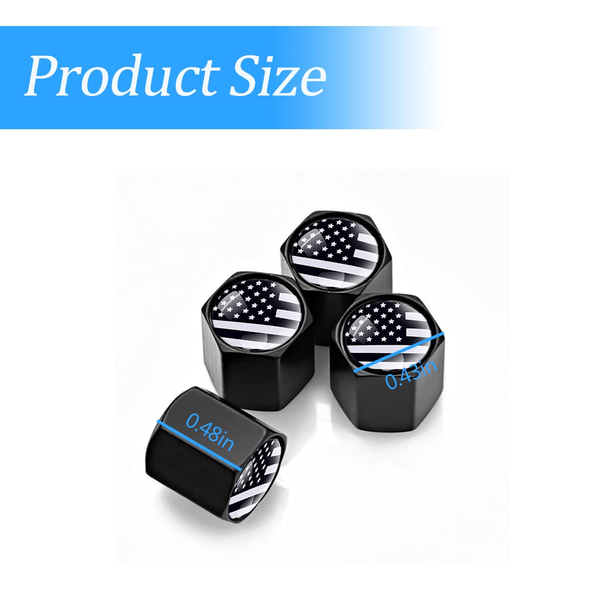 Tire Valve Stem Cap For Car, 4 Pack American Flag Pattern Anti-Rust Airtight Universal Valve Stem Covers For Cars, Vehicles, Bic