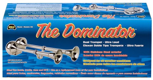Wolo (125) The Dominator Stainless Steel Dual Trumpet Marine Horns - 12 Volt, Low And High Tone (125-12), Chrome