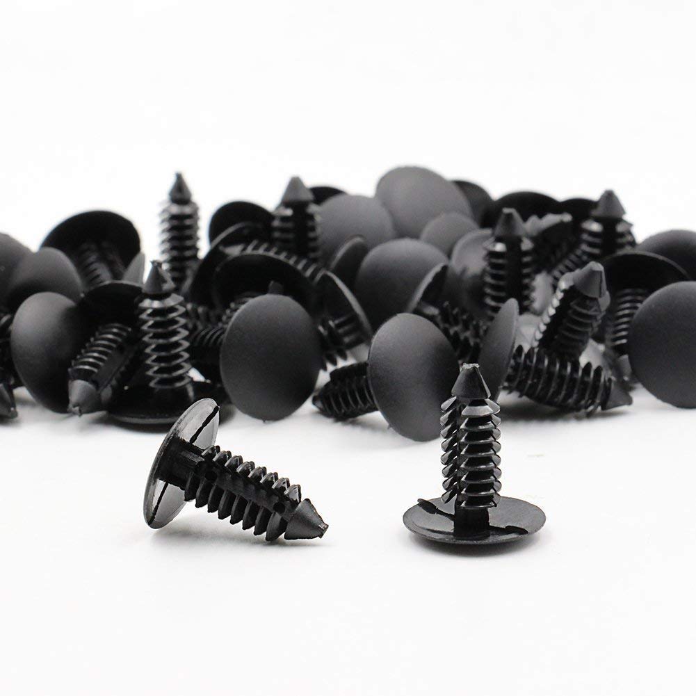 Manshu 200 Pcs Car Plastic Trim Boot Rivets Push Clip Fastener, 6.4Mm Hole Push Retainer Bumper Fender Shield Clips, Automotive