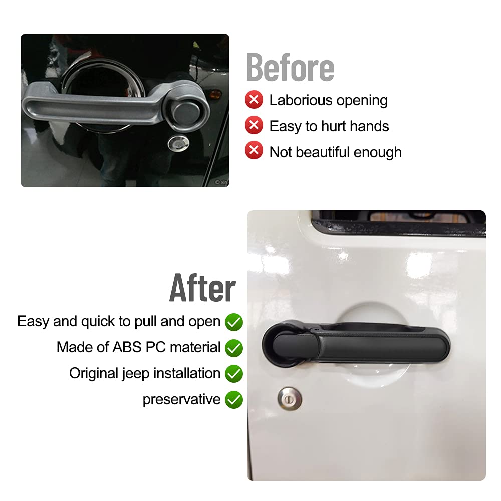 Door Handles Kit & Tailgate Handle For 2007-2018 Jeep Wrangler Jk Jku No Button Pressed Release 3Pcs
