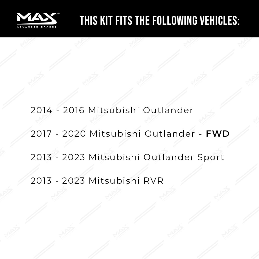Max Advanced Brakes Rear Brake Kit For 2014-2020 Mitsubishi Outlander 2013-2021 Mitsubishi Outlander Sport Rvr Replacement Cross Drilled Disc Brake Rotors And Ceramic Brake Pads