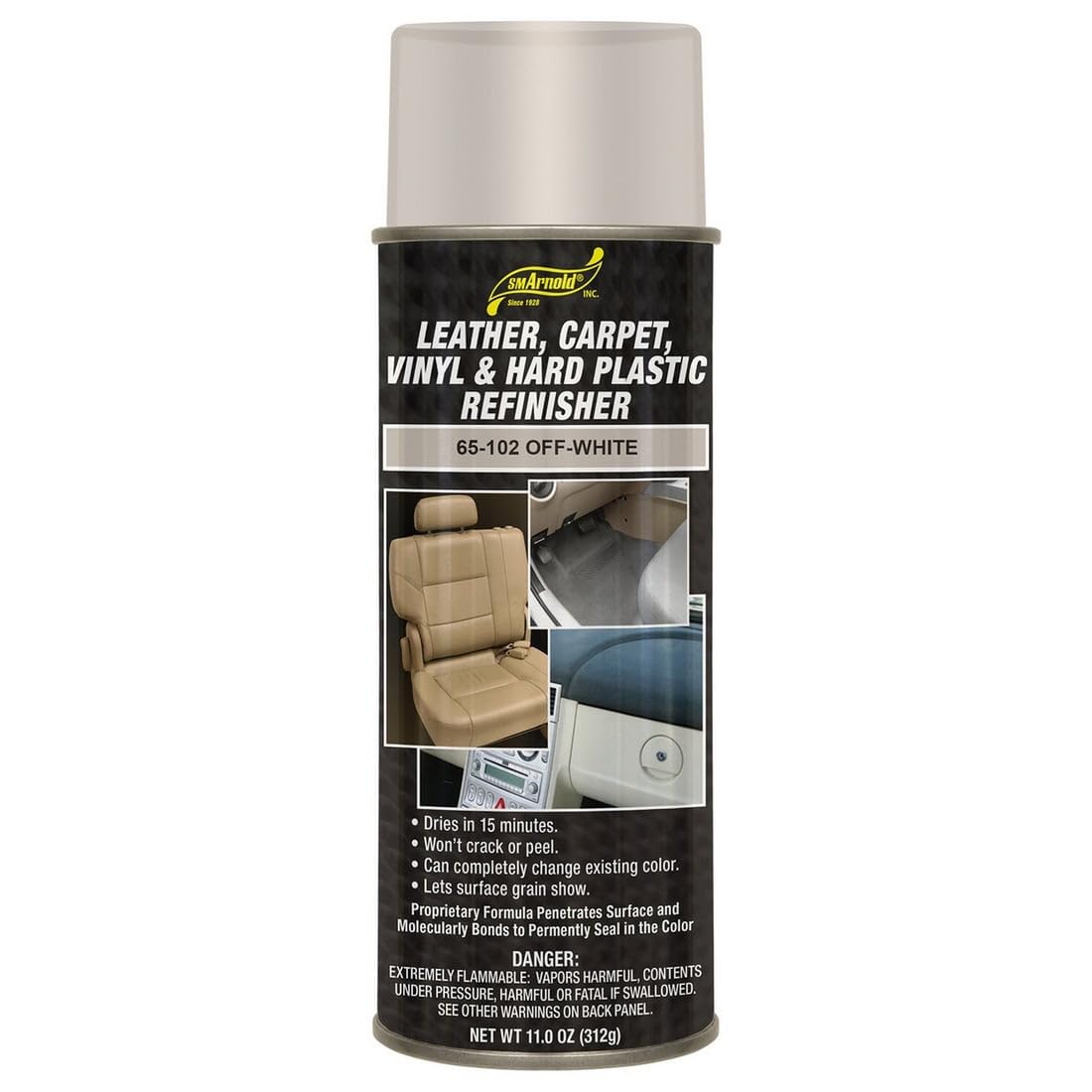 Sm Arnold Refinishing Spray Paint - Off White 11 Oz. - For Leather, Carpet, Vinyl, Metal, Plastic, Polycarbonate, Polypropylene,