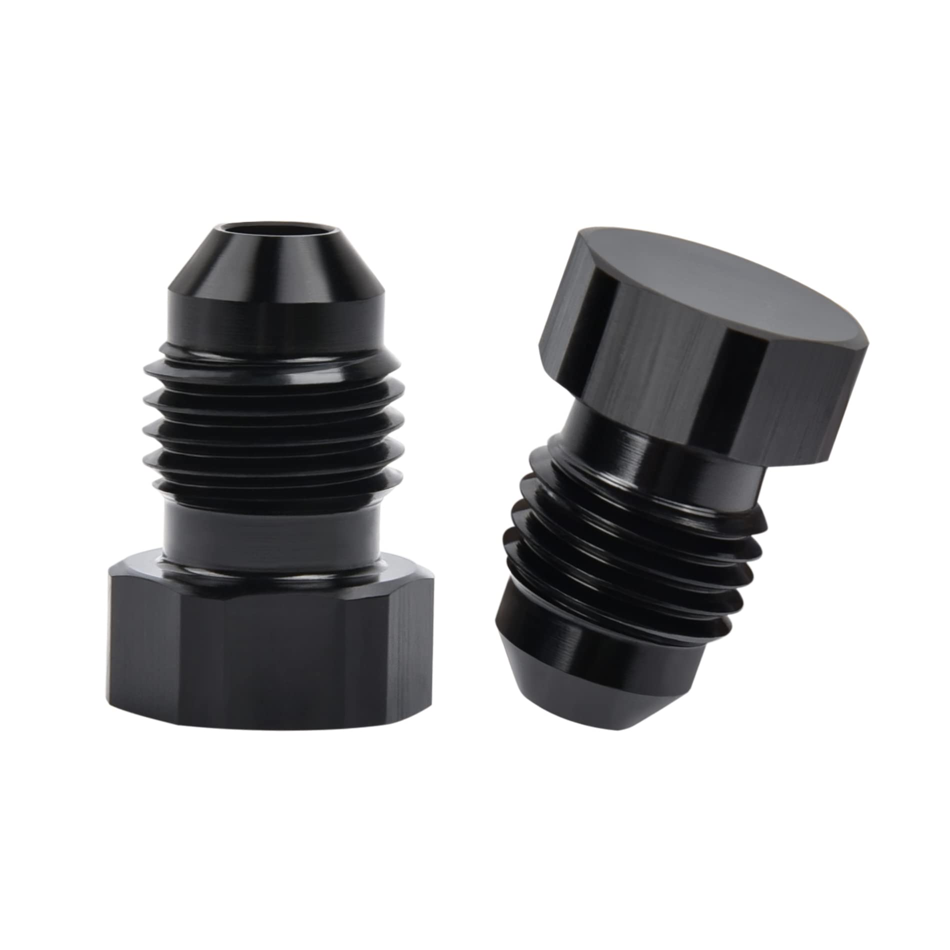 EVIL ENERGY 4AN Male Flare Blanking Plug Fitting Adapter Hex Aluminum Black,Pack of 2
