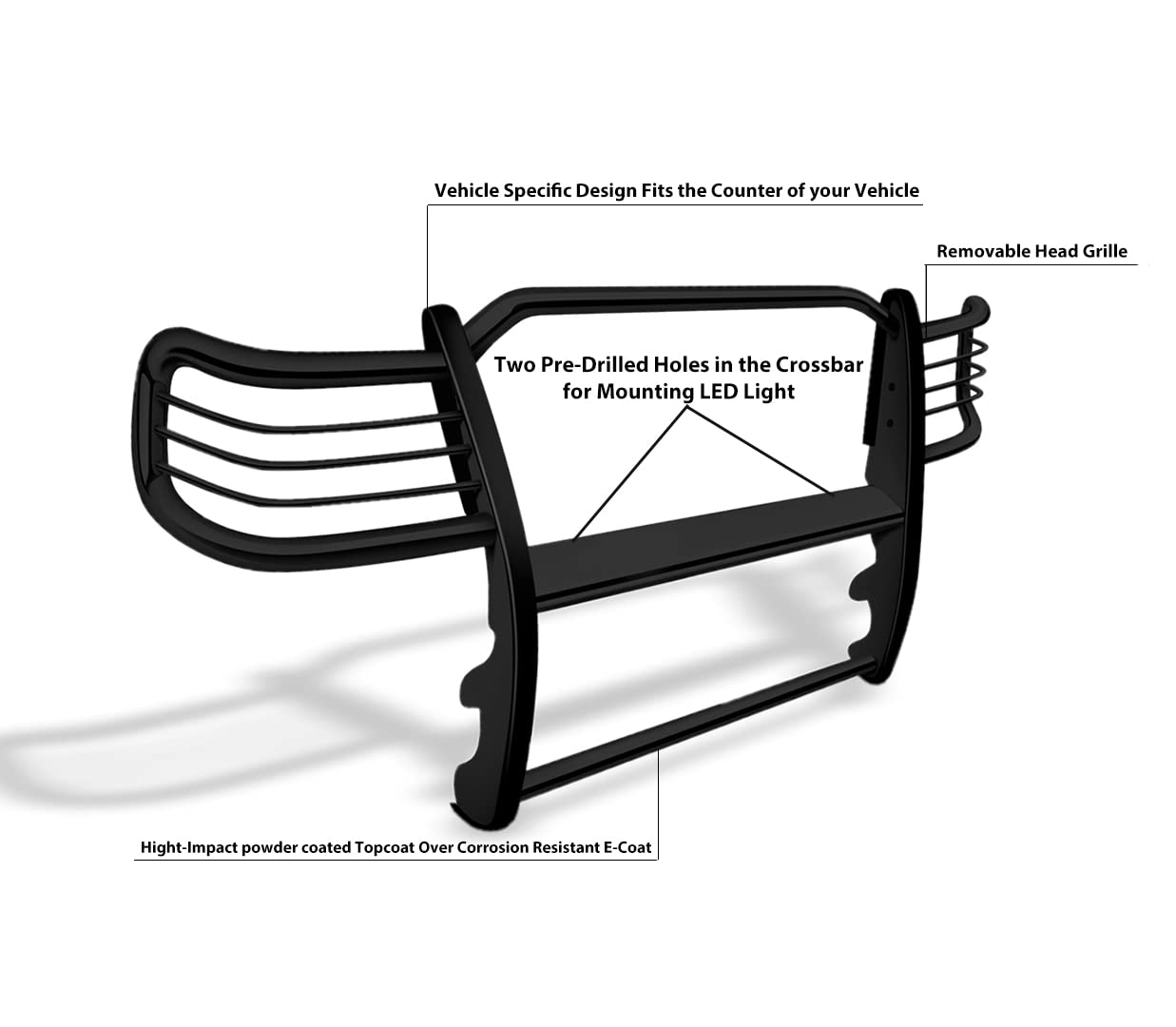 Black Horse Grille Brush Bumper Guard Modular Black Compatible With 2003-2009 Lexus Gx470|2003-2009 Toyota 4Runner-17Tu26Ma