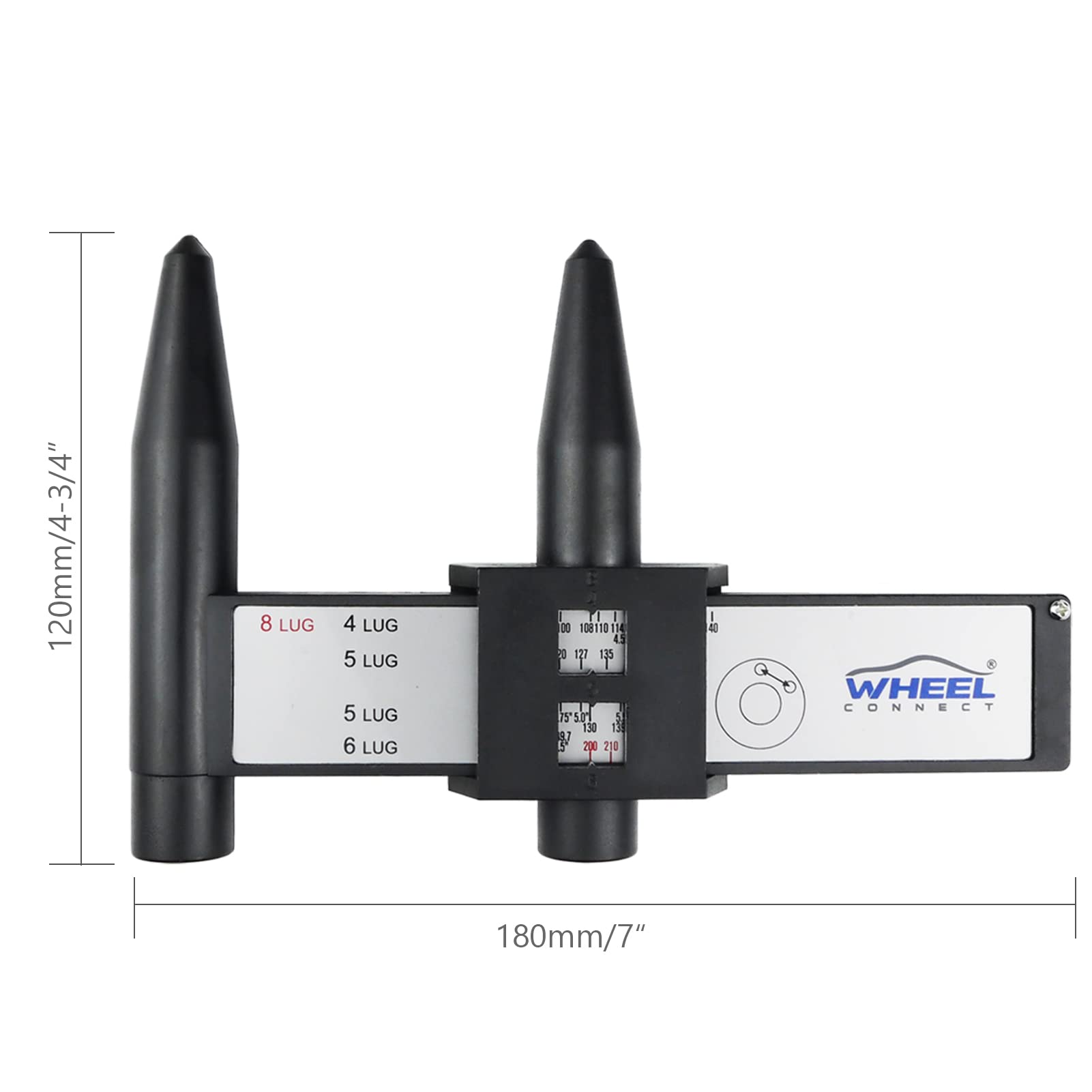 Wheel Connect Pcd Gauge,Wheel/Rim Bolt Pattern Measuring Tool, Pcd Ruler, Sliding Caliper For 4 5 6 8 Holes