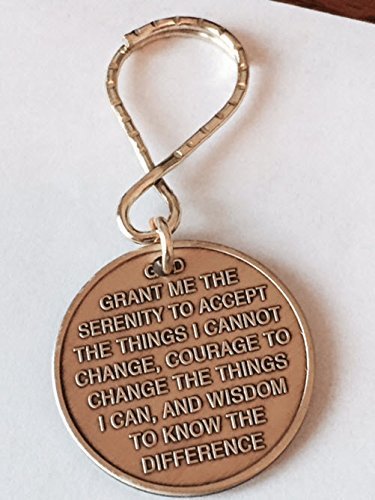 Out Of The Ashes Of Addiction Renewal Growth Phoenix Serenity Prayer Aa Recovery Keytag Keychain Bronze Key Chain 1.25