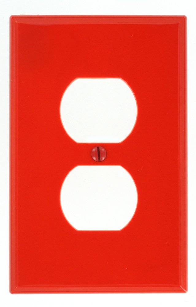 Leviton PJ8-R 1-Gang, 1-Duplex, Midway Nylon Wallplate, Midway Size, Red, 1 Pack