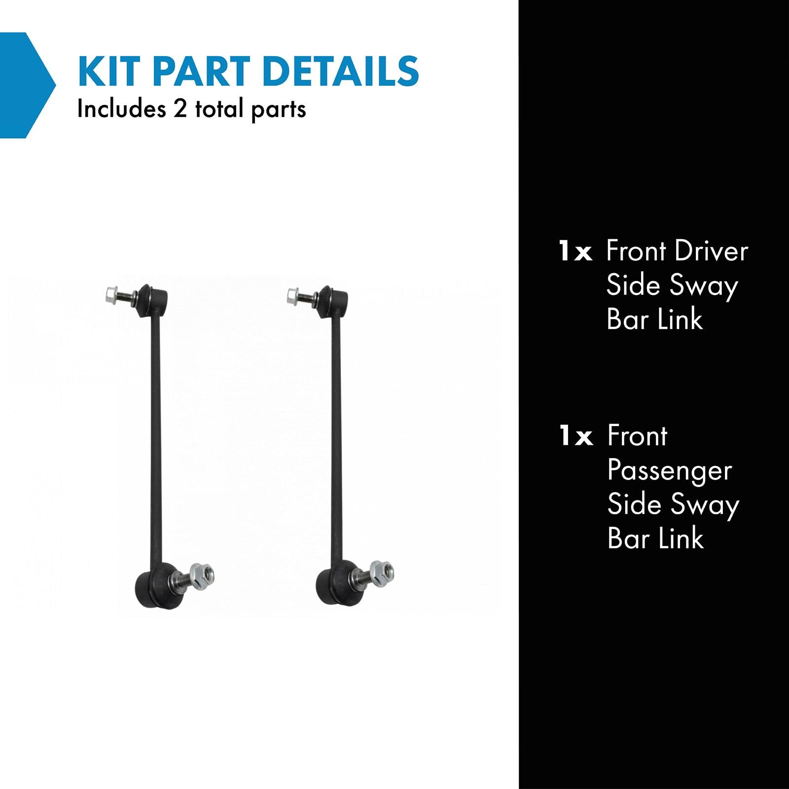 Trq Front Suspension Sway Bar End Link Lh Driver Rh Passenger Side Pair 2Pc Set