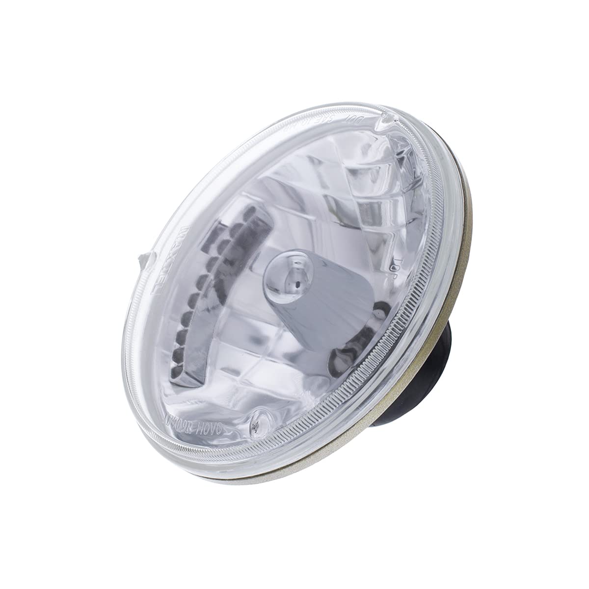 United Pacific 7-inch Halogen Crystal Headlight w/10 Amber LED Position Lights, Multi-Faceted, Anti-Vibration, Aluminum Reflector - One Headlight Unit
