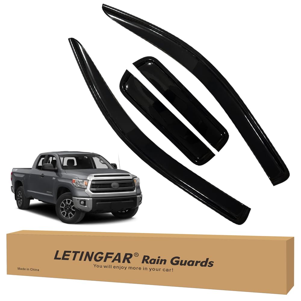 Tape-on Rain Guards for 2007-2021 Toyota Tundra Double Cab, for 2007-2021 Toyota Tundra Accessories,Side Vent Visors Shades Wind