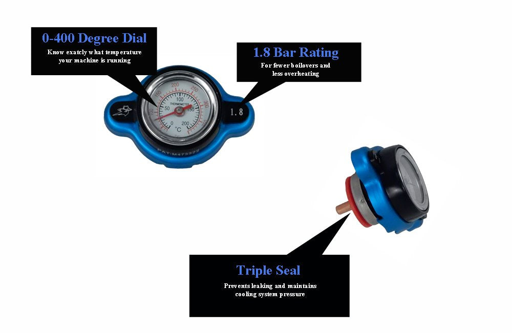 Outlaw Racing High-Pressure Temperature Gauge Radiator Cap 1.8 Real-Time Temp Monitoring Prevent Motorcycle/Atv Leaks Compatible
