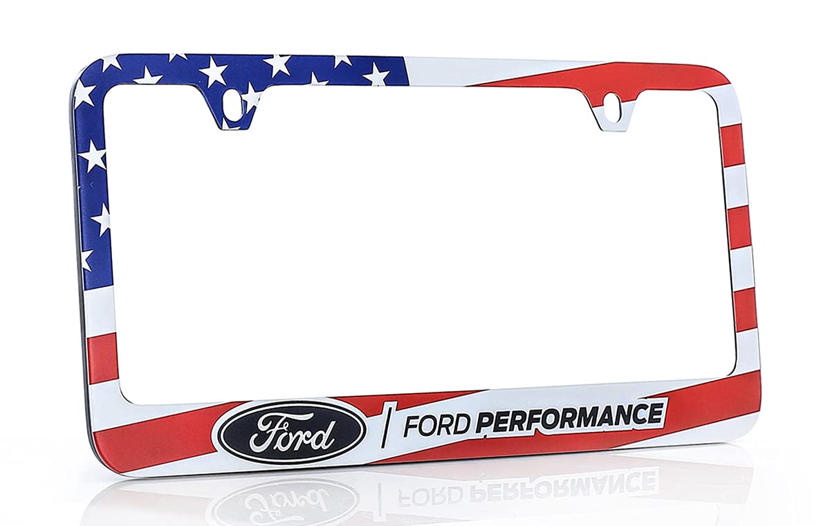 Ford Performance American Flag Patriotic Red White Blue Uv Printed Metal License Plate Frame