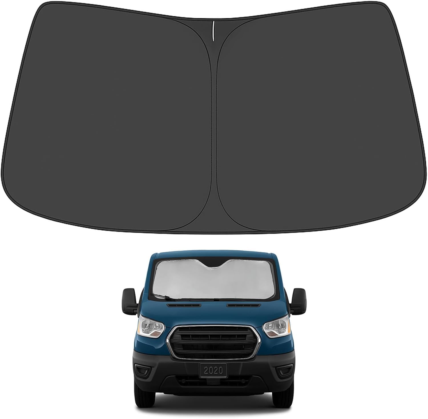 Proadsy 2025 Upgrade Windshield Sunshade Custom For 2015-2024 2025 Ford Transit Reflective Heat Sun Uv Protector Foldable Front