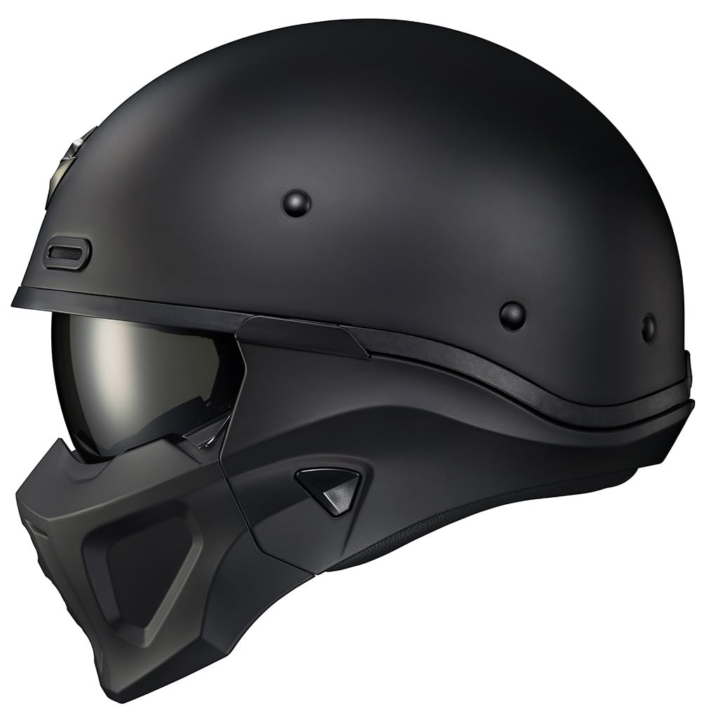 ScorpionEXO Covert X Open Face Half Shell 3/4 Motorcycle Helmet Comm Ready Speaker Pockets DOT Solid (Matte Black - Small)