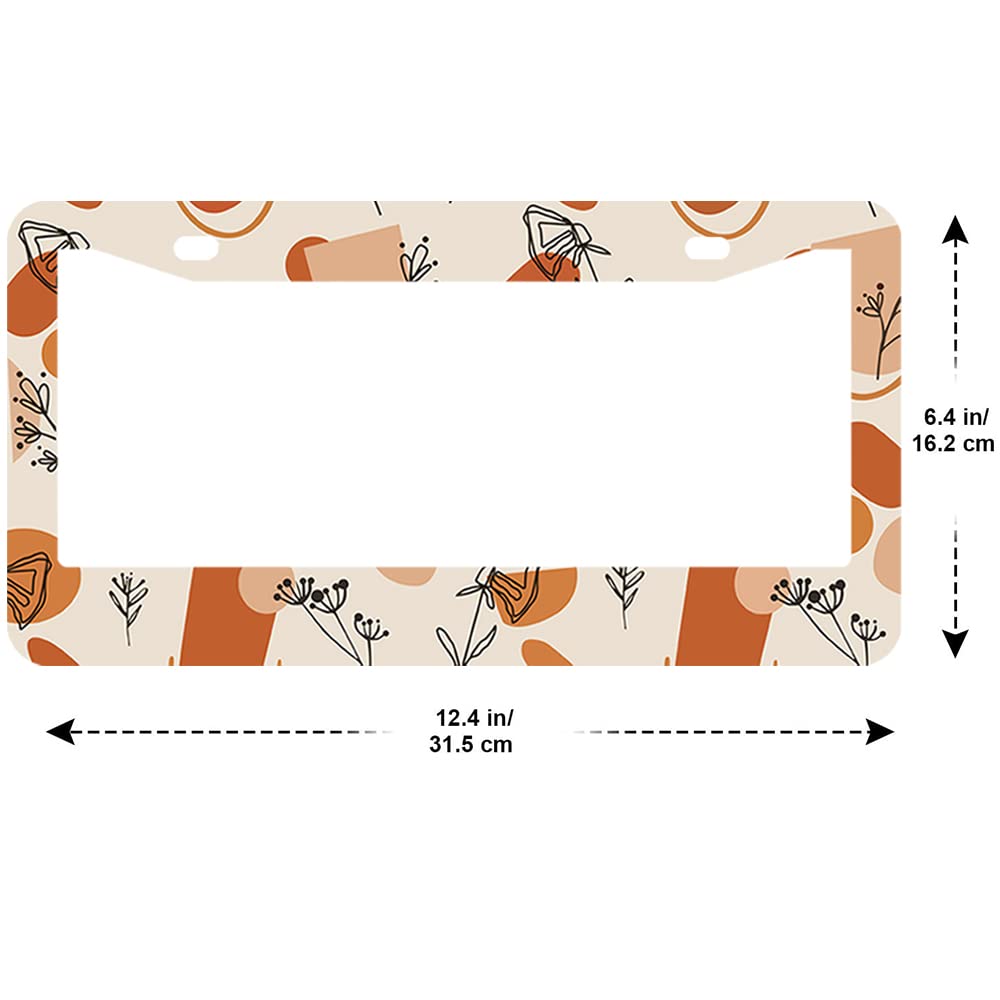 2Pcs Abstract Wildflower License Plate Frames Cover Holders Stainless Steel License Plate Cover With Screw Caps Cover And Screwd