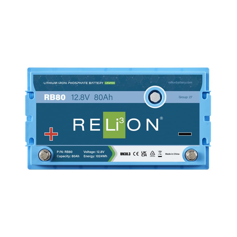 Relion Rb60 | 12V 60Ah | Lifepo4 Lithium-Ion Battery | Group 27 | 3500~5000 Cycles | Waterproof (Ip67 Rating) | 10 Year Warranty | Perfect For Boat, Kayak, Trolling Motor, Rv, Solar, Off Grid Etc.