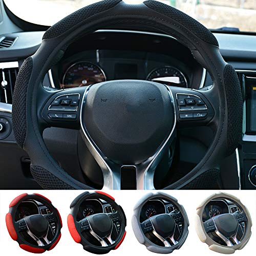 Fhqsx Auto Steering Wheel Cover Hand Pad Cushion Slip-On Universal Fit 15'' / 38 Cm (Black)