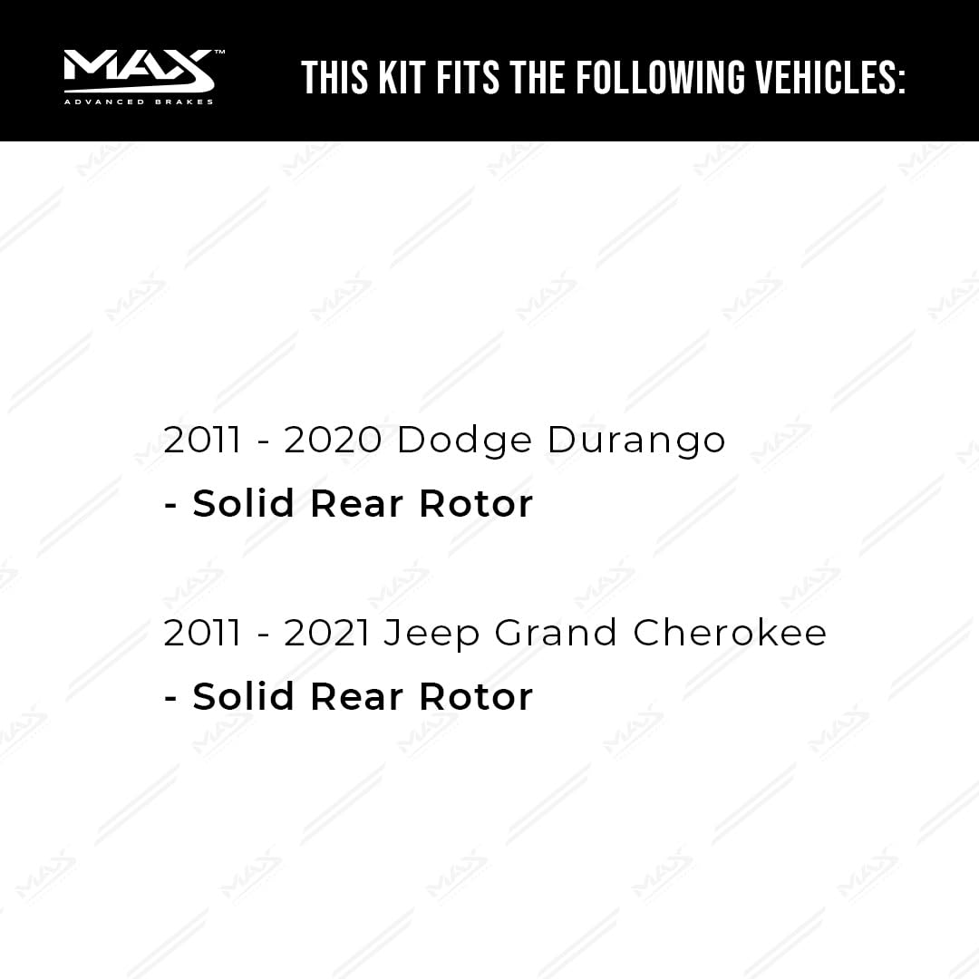 Max Advanced Brakes Rear Brake Kit Compatible With 2011-2014 2015 2016 2017-2021 Dodge Durango W/Soild Rear Rotor Replacement Dr