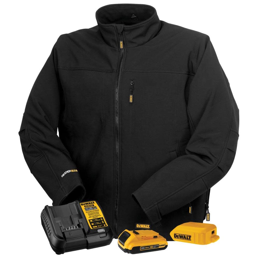 DEWALT Men's Heated Soft Shell Jacket Kit Black Large