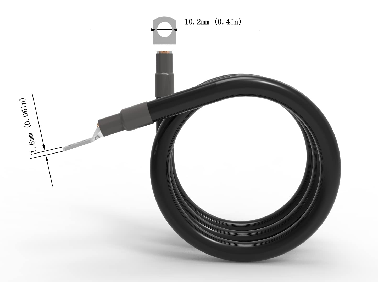 4 AWG Gauge 18inches Battery Power Inverter Cable Set Red + Black Pure Copper Wire with Lugs 3/8'' Terminal for Automotive, Mari