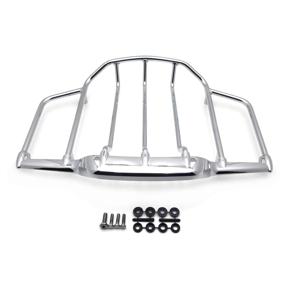 Httmt Mt502-008-Cd Chrome Luggage Rack Trail Compatible With Harley Air Wing Tour Pak Trunk Pack 1993-2013 Harley Electra Street
