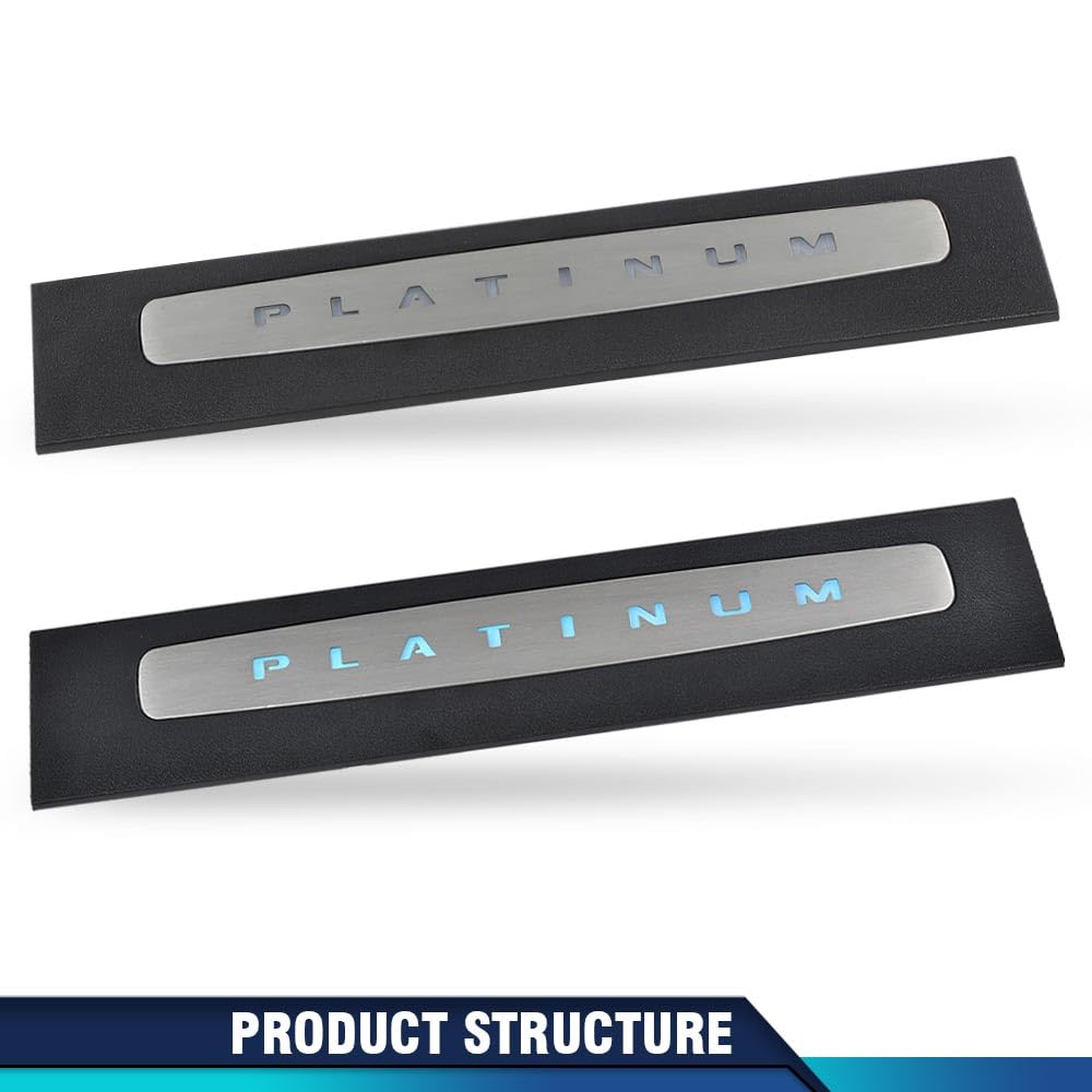 Pit66 Led Illuminated Platinum Door Sill Plate Set Compatible With Ford F250 F350 F450 F550 Super Duty Crew Cab Only 2017-2022 H