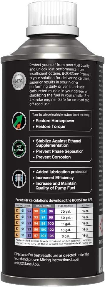 Boostane Premium Octane Booster 16Oz, Anti Corrosion Against Ethanol, All Internal Combustion Engines, Hot Rods, Classics, Perfo