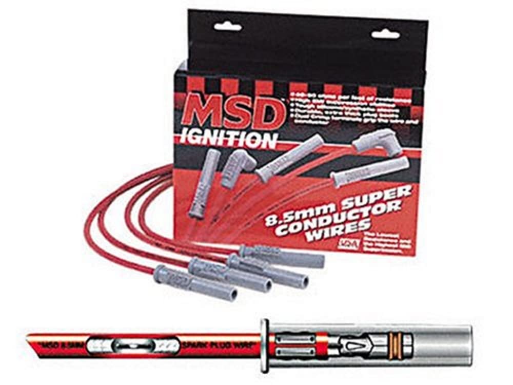 Msd 31189 8.5Mm Super Conductor Spark Plug Wire Set, Red