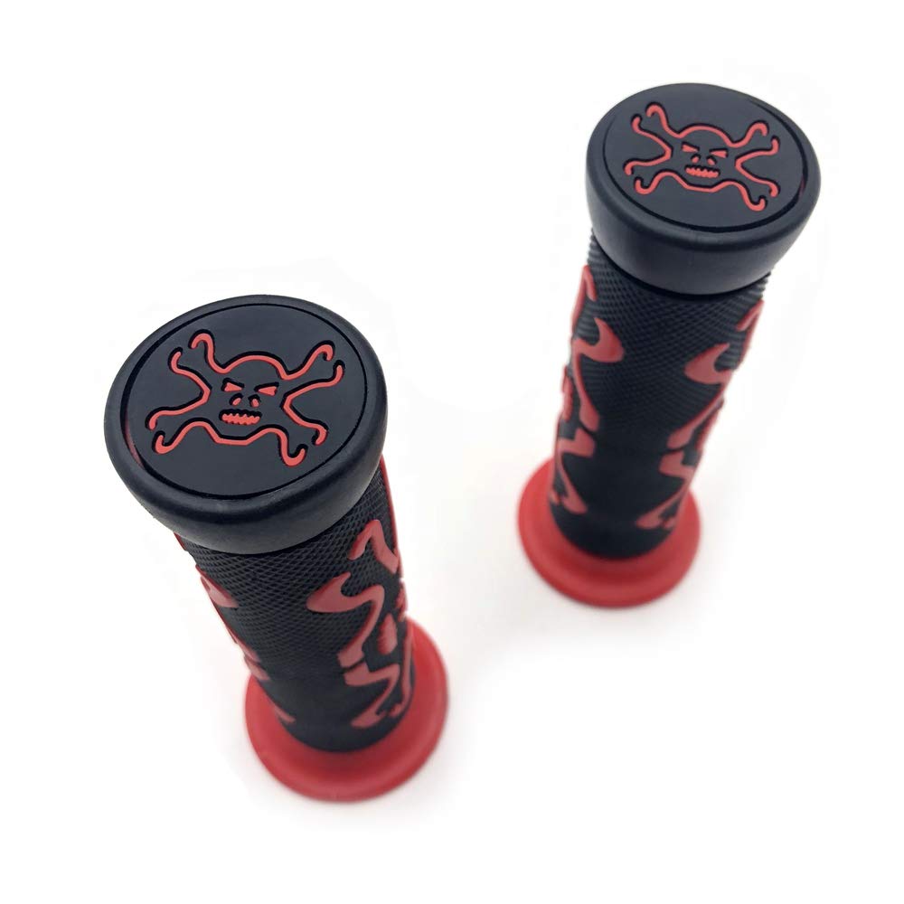 Httmt Xh4089-Red-22 Skull Grips Red Quad Atv (7/8 Inches Both Side)