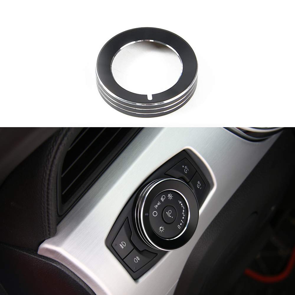 Keptrim For F150 Mustang Headlight Switch Knob Button Trim For Ford F150 Mustang 2015-2020, Black Aluminum, 1Pc