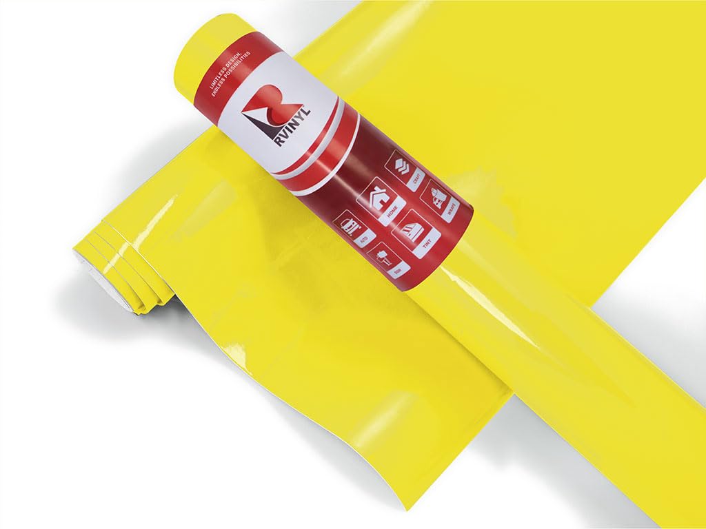 3M 2080 Series G55 Gloss Lucid Yellow - 5Ft X 6 '' - 2.5Sq Ft - Dual Cast Thick Vinyl Car Wrapping Film - Air Release Vehicle Sh