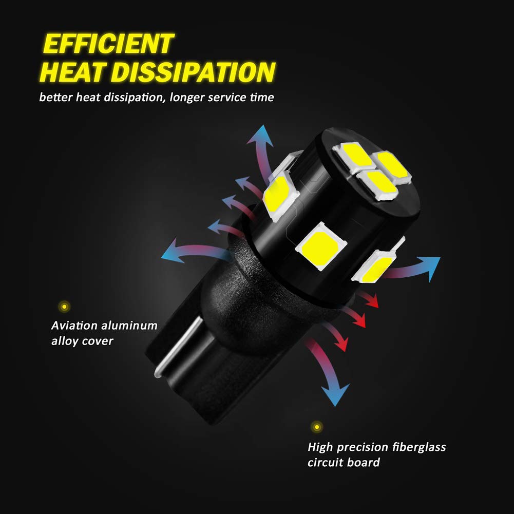 Auxlight T10 921 194 168 912 Led Bulbs White 12-Pack, Super Bright 12 Volt Led Replacement For Rv Camper Trailer Boat Trunk Inte