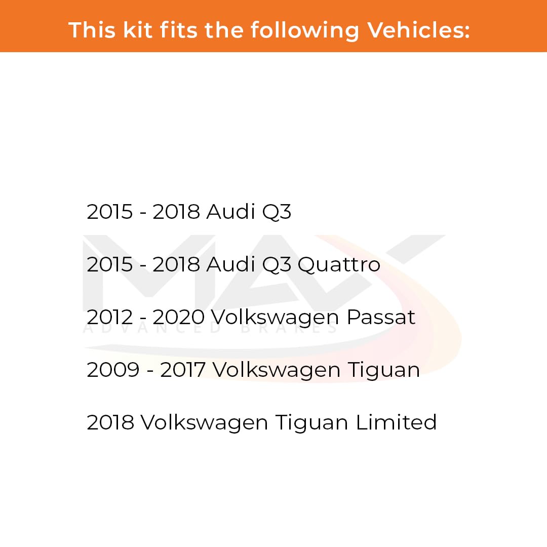 Max Advanced Brakes Front Brake Kit - Carbon Ceramic Rotors & Pads, KT1159, Compatible with 2012-2020 VW Passat Tiguan