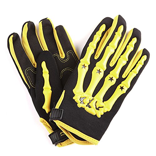 1Storm Youth Motocross Gloves Motorcycle Bmx Mx Atv Dirt Bike Bicycle Skeleton Cycling Kids Gloves Yellow