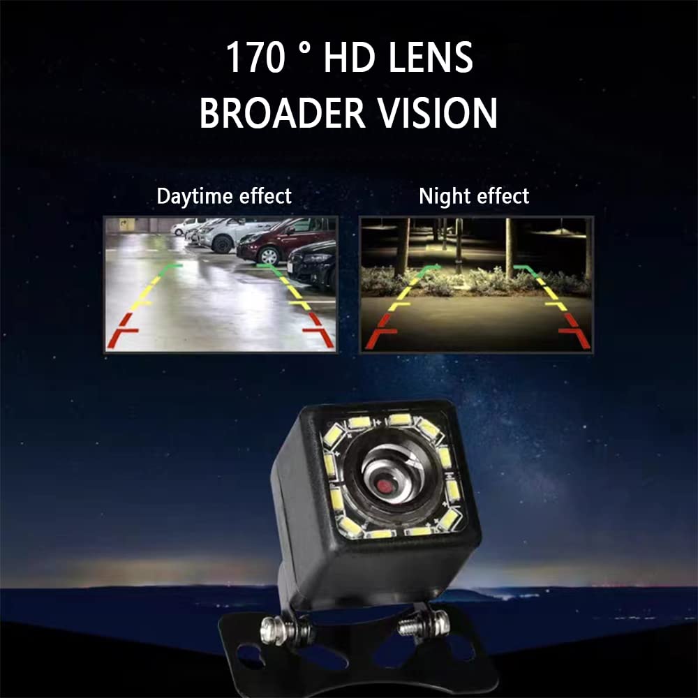 Backup Camera For Car Hd Rear View Camera Ultra Hd 12 Led Night Vision Waterproof 140 Wide View Reverse Camera Fit Universal Car