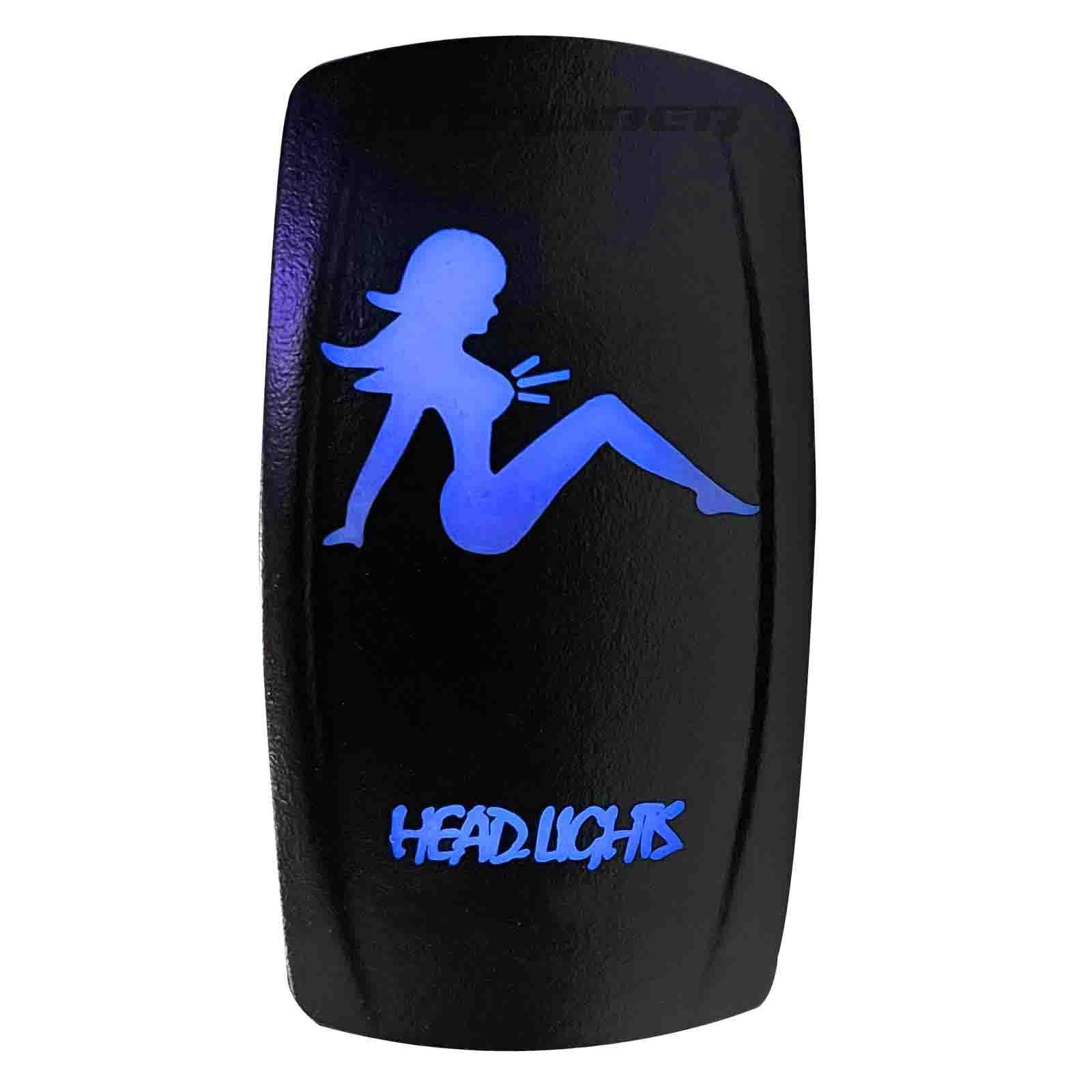 50 Caliber Racing Rocker Switch On/Off Led Backlit -Headlights- Utv, Auto, Boat 20A 12V (Blue 5359A6)