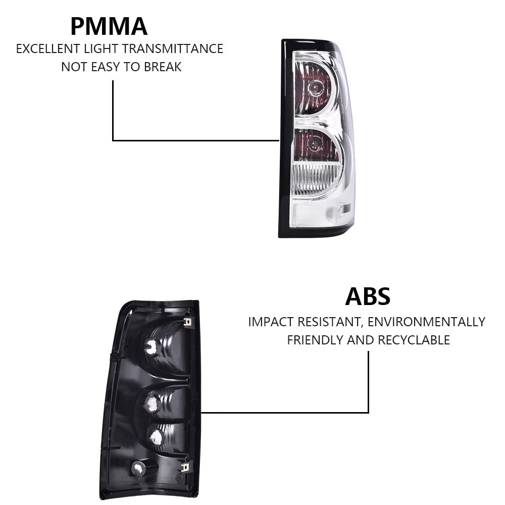 Pit66 Tail Lights Compatible With 2003 2004 2005 2006 Chevy Silverado Pickup Driver And Passenger Side Clear Lens Gm2800174, Gm2