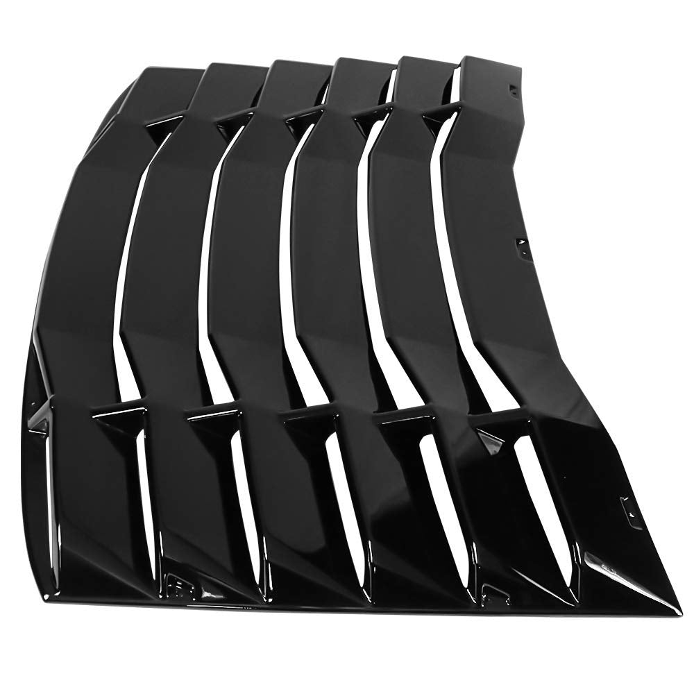 Ikon Motorsports Rear Window Louver Compatible With 2016-2024 Chevy Camaro Coupe 2-Door, Ikon Style Abs Gloss Black Back Windshield Sun Shade Cover Vent