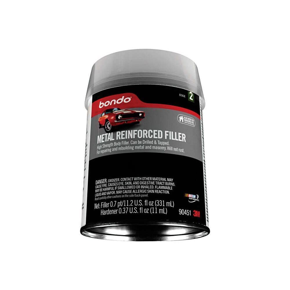 Bondo Metal Reinforced Filler - High Strength Filler, Can be Drilled and Tapped - Will Not Rust, 15 Fl oz with 0.37 oz Hardener