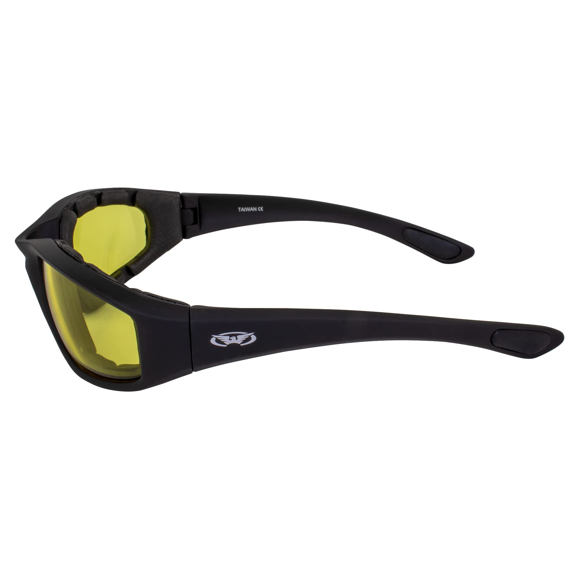 Global Vision Kickback Photochromic - Light Adjusting Yellow Tint To Smoke Lens - Padded Motorcycle Sunglasses