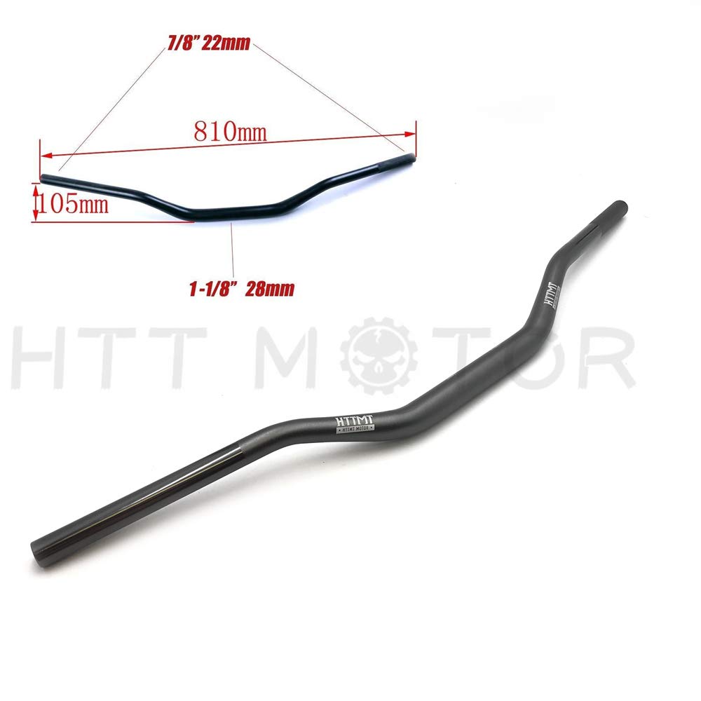 Httmt- Hb023- Compatible With 1 1/8' Fat Bar 28Mm 7/8' Handlebar Handle Bars Motorcycle Mx Motocross Black