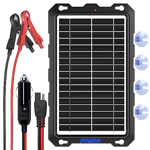 Powoxi-9W-Solar-Battery-Trickle-Charger-Maintainer -12V Portable Waterproof Solar Panel Trickle Charging Kit For Car, Motorcycle