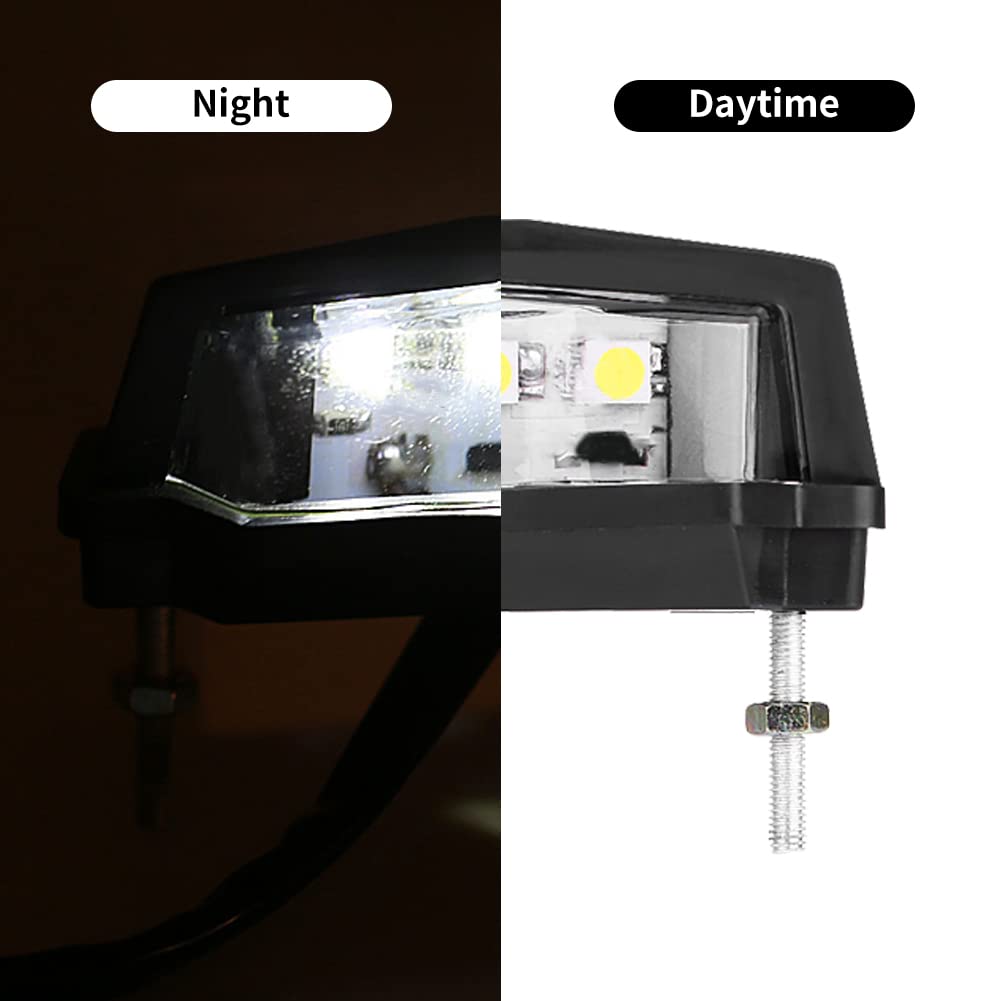 Led License Plate Light 6K, 12V Universal Motorcycle License Plate Light Led Rear Brake Tail Light Lamp License Plate Mount Whit