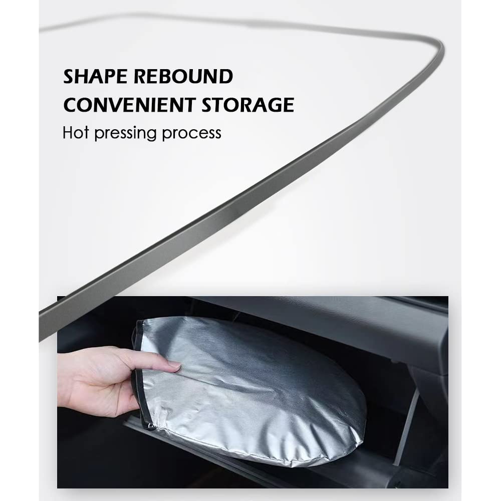 Foldable Sunshade for Car Windshield with Mirrors Cut-Out Design,99% UV Heat Shield Reflector Automotive Glass Cover,Keeps Cool
