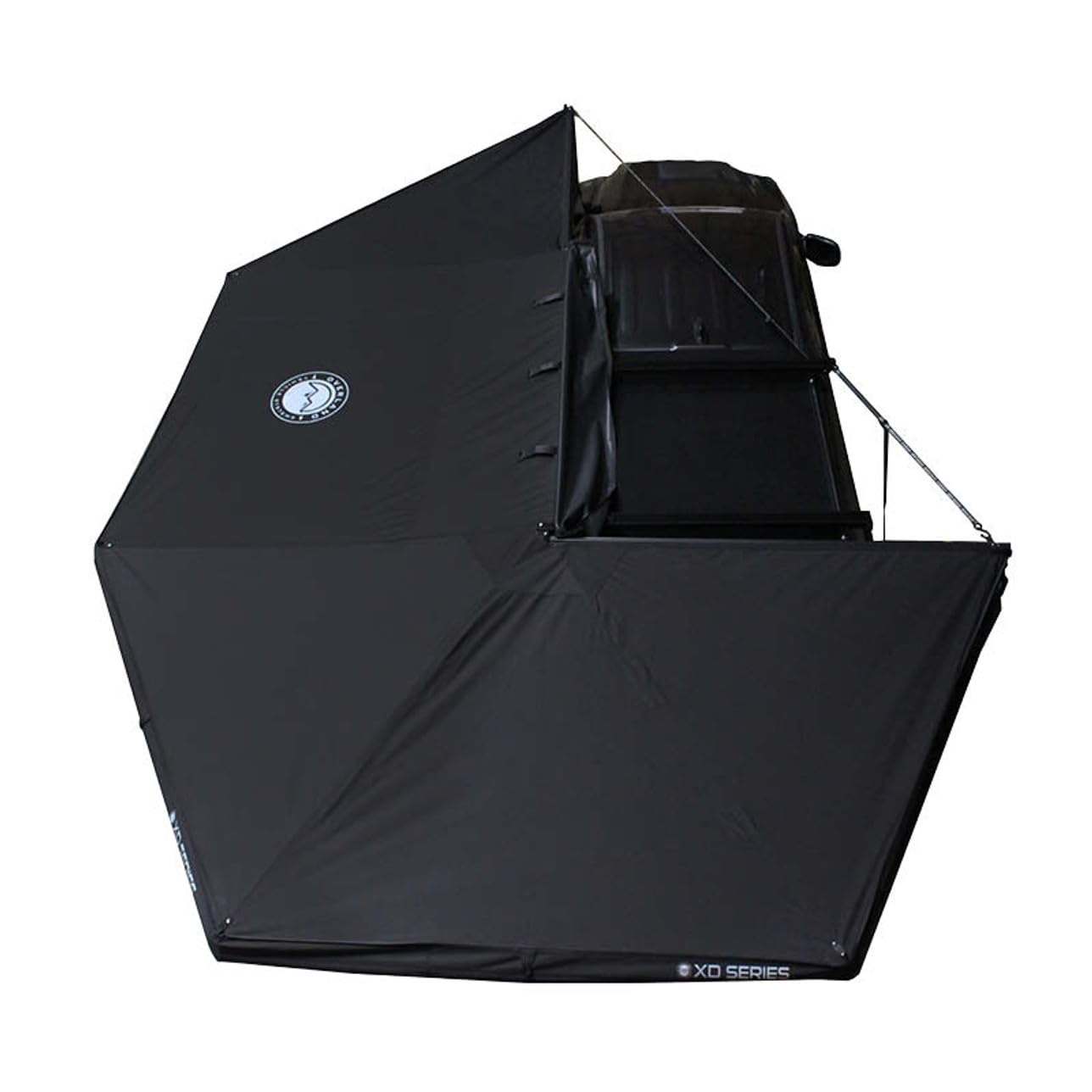 Overland Vehicle Systems 19690001 Driver Side XD Nomadic 270 Degree Awning with Lights | Black Body and Grey Trim with Travel Co